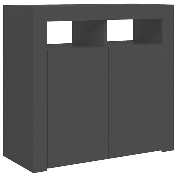 Fekete tálalószekrény led-világítással 80 x 35 x 75 cm
