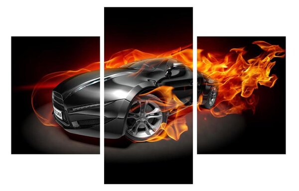 Lángoló autó képe (90x60 cm)