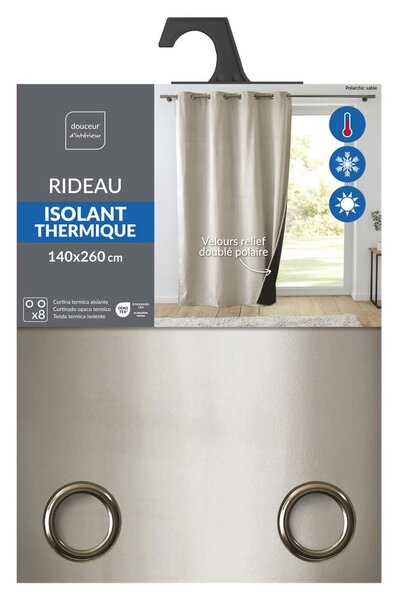 Bézs bársony termo függöny 140x260 cm Polarchic – douceur d'intérieur