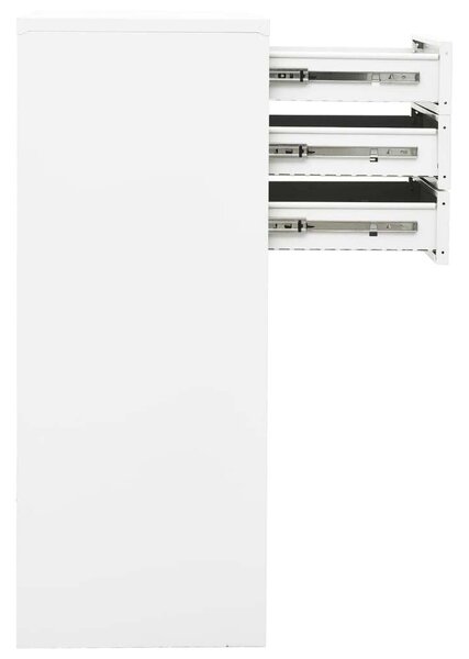 OfficeWorld Acél Irodai Szekrény - Fehér - 90x40x102 cm