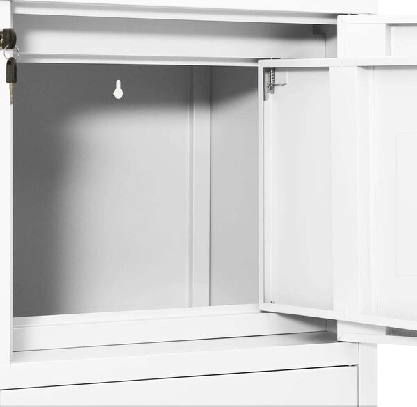 OfficeWorld Acél Irodai Szekrény - Fehér - 90x40x102 cm