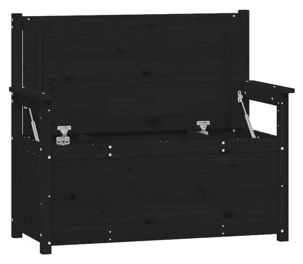 Fekete tömör fenyőfa pad 112,5 x 51,5 x 96,5 cm