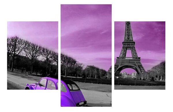 Eiffel torony és a lila autó kép (90x60 cm)