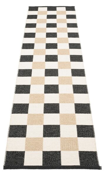 Fekete-krémszínű kültéri-beltéri futószőnyeg 70x300 cm Pix Black Vanilla – Pappelina
