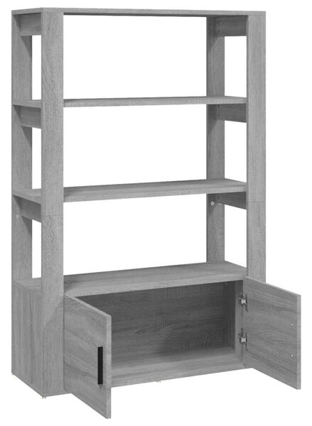 Szürke sonoma színű szerelt fa tálalószekrény 80x30x119,5 cm