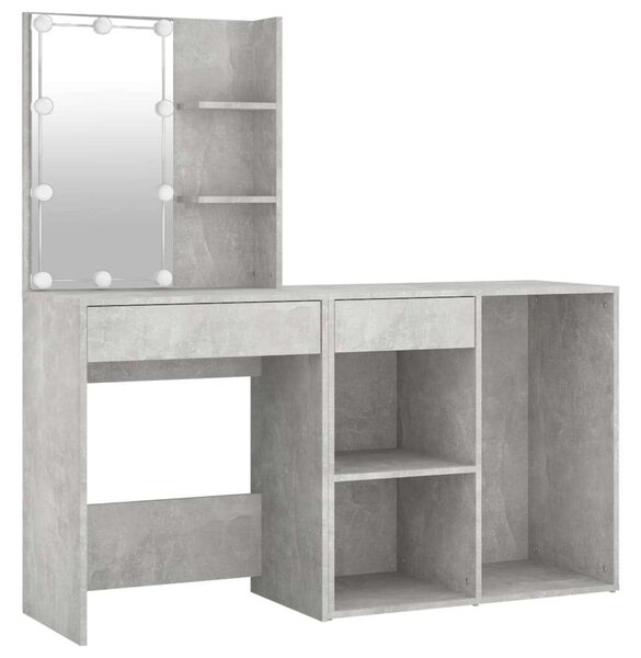 LED Sminkasztal Szett - Betonszürke - 140cm