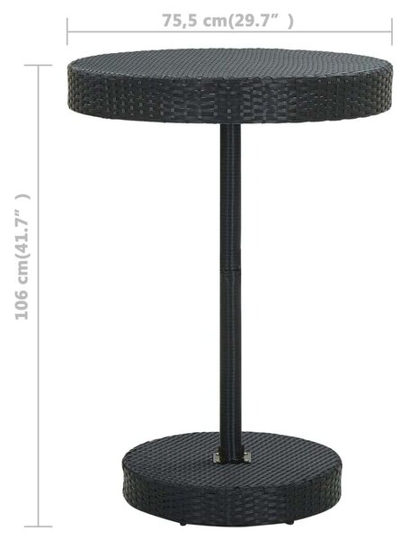 Polyrattan Kerti Bárszett - 5 részes - Fekete