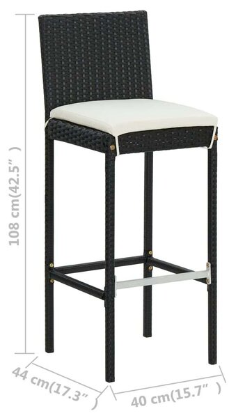 Polyrattan Kerti Bárszett - 5 részes - Fekete