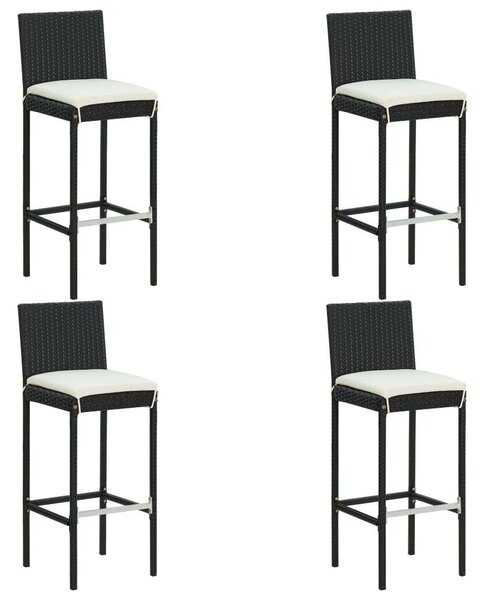 Polyrattan Kerti Bárszett - 5 részes - Fekete