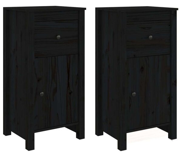 VIDAXL - Fekete Tömör Fenyőfa Tálalószekrény - 2 db - 40x35x80 cm