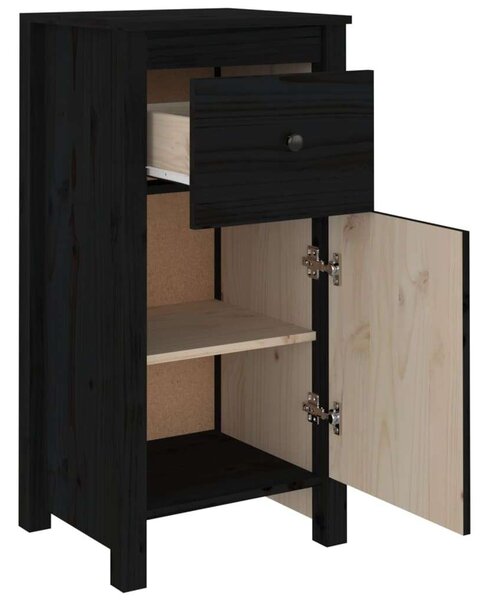 VIDAXL - Fekete Tömör Fenyőfa Tálalószekrény - 2 db - 40x35x80 cm