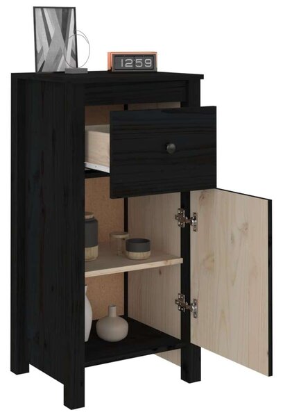 VIDAXL - Fekete Tömör Fenyőfa Tálalószekrény - 2 db - 40x35x80 cm