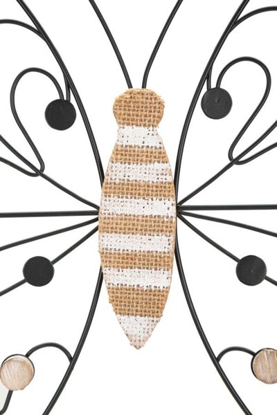 Fali dekoráció, pillangó, fém - fa, fekete - barna - PAPILLON