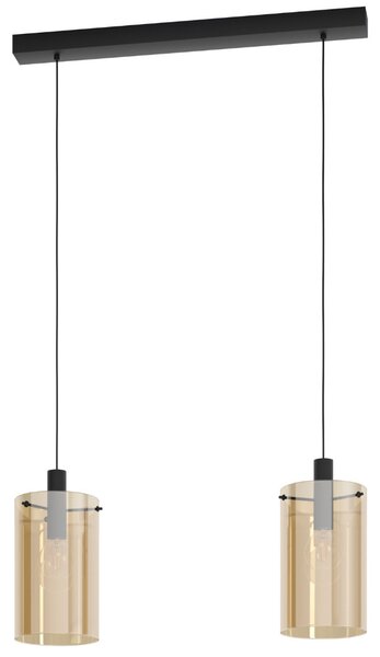 Függesztett lámpa két foglalattal, fekete-borostyán színű (Polverara)