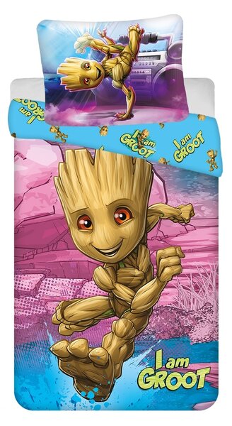 Jerry Fabrics Groot I am Groot pamut ágyneműhuzat, 140 x 200 cm, 70 x 90 cm