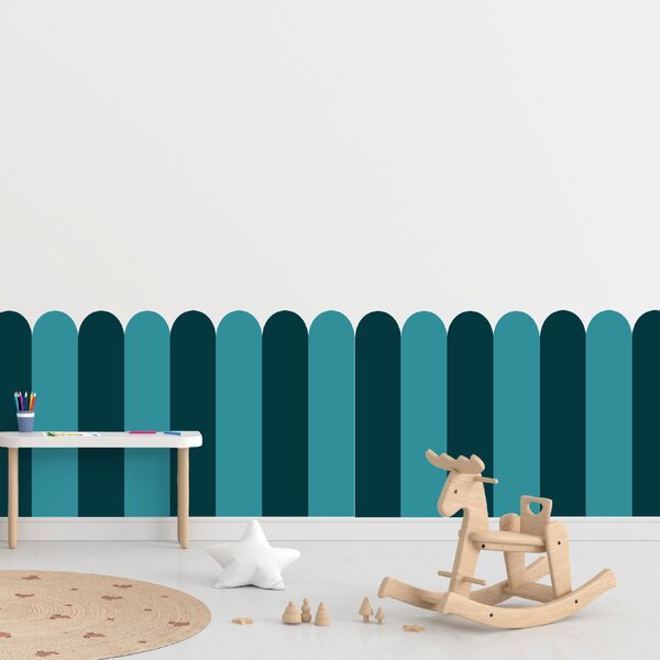 PIPPER. Textil öntapadó tapéta - Boltív - Kék-zöld színű Méret: 60cm, Szín: Kombináció