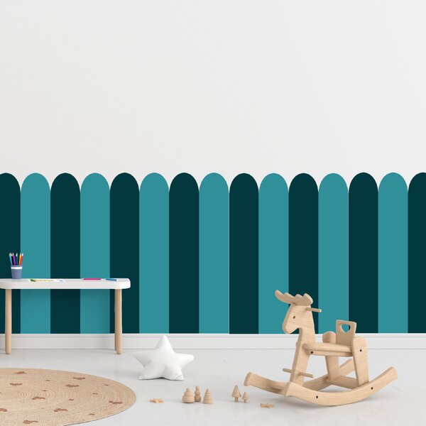 PIPPER. Textil öntapadó tapéta - Boltív - Kék-zöld színű Méret: 60cm, Szín: Kombináció