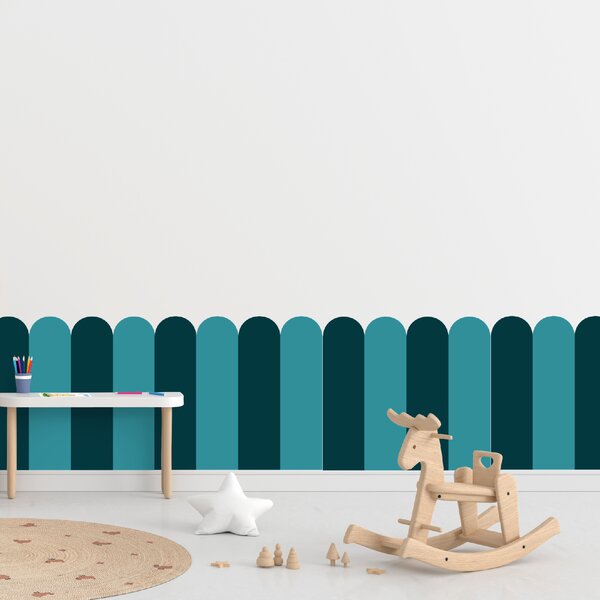 PIPPER. Textil öntapadó tapéta - Boltív - Kék-zöld színű Méret: 60cm, Szín: Kombináció