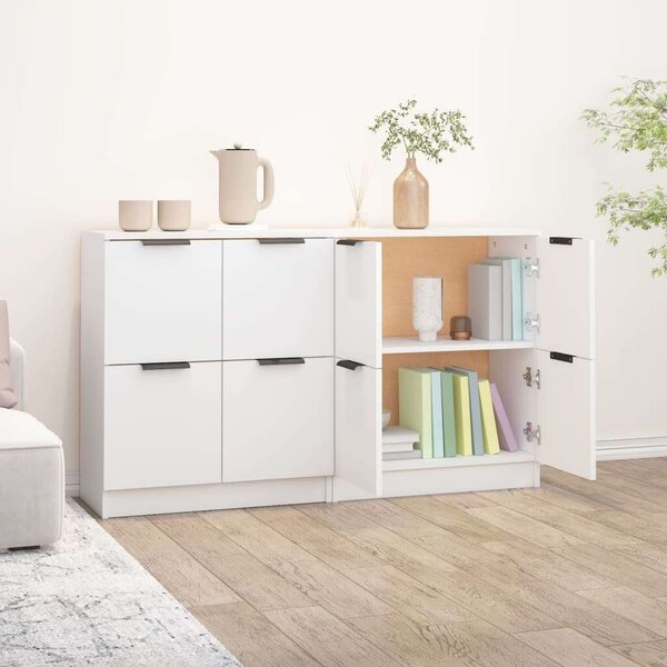 Modern Minimalista Fehér Tálalószekrény - 2 db - 60x30x70 cm