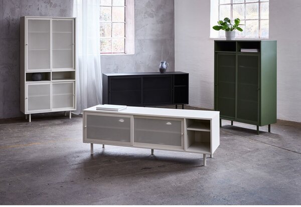 Fekete fém szekrény tolóajtóval 90x140x40 cm Veep – Unique Furniture