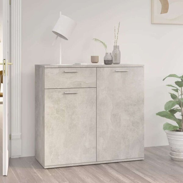 Betonszürke forgácslap tálalószekrény 80 x 36 x 75 cm