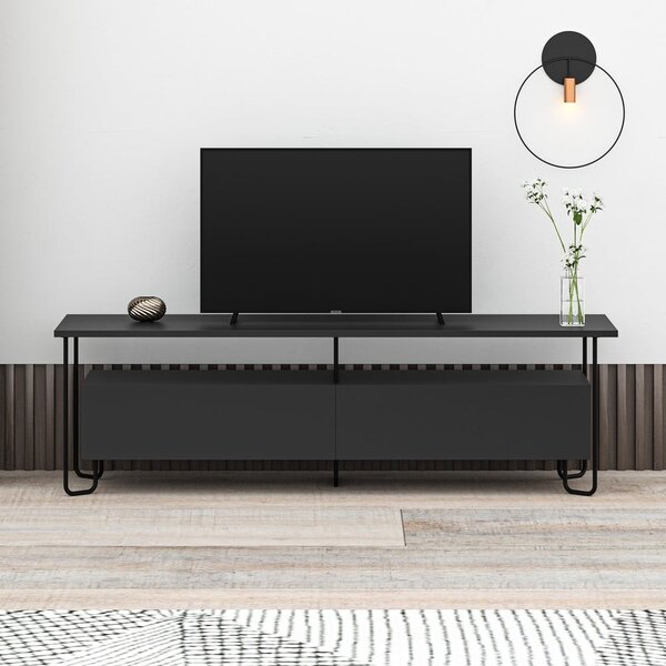 Fekete TV-állvány 150x45 cm Dilly – Marckeric