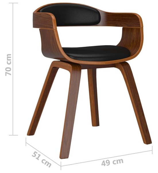 Modern Étkezőszék - 2 db Fekete Műbőr és Fa