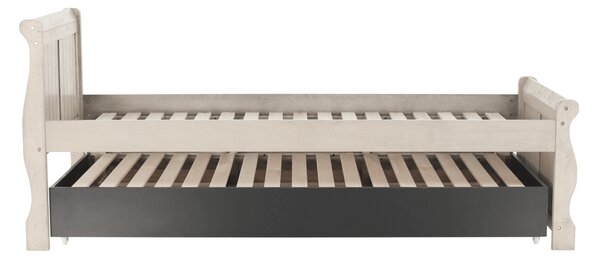 KONDELA Ágy pótággyal, antik fehér, 90x200, ANTIKO
