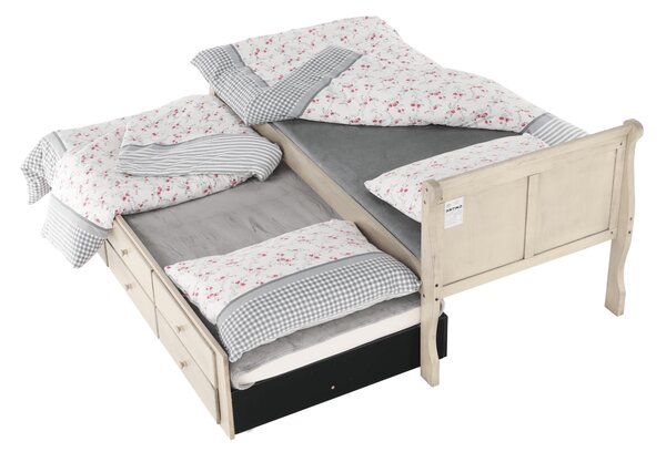 KONDELA Ágy pótággyal, antik fehér, 90x200, ANTIKO