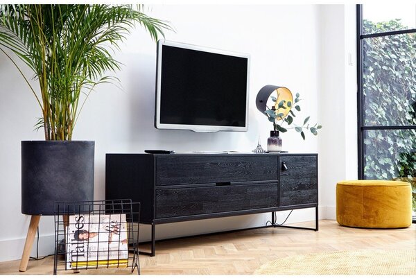 Fekete kőrisfa TV-állvány 180x61x44 cm Silas – WOOOD