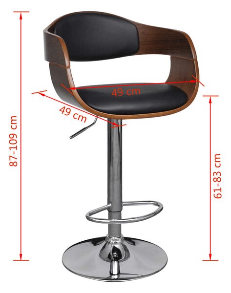 Modern Bárszék - Fa és Műbőr - Magasságállítható - 87-109cm