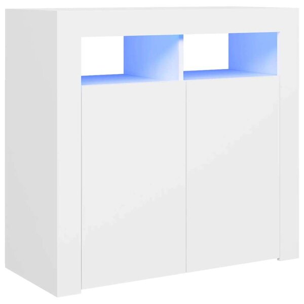 LED-es Tálalószekrény - Fehér - 80x35x75 cm