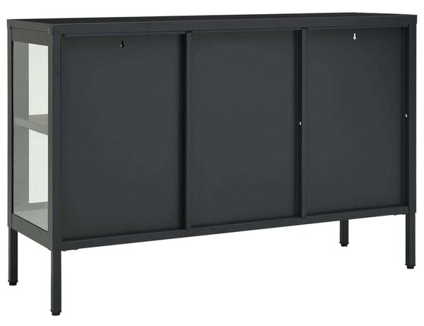 Modern Acél és Üveg Tálalószekrény - 105x35x70 cm