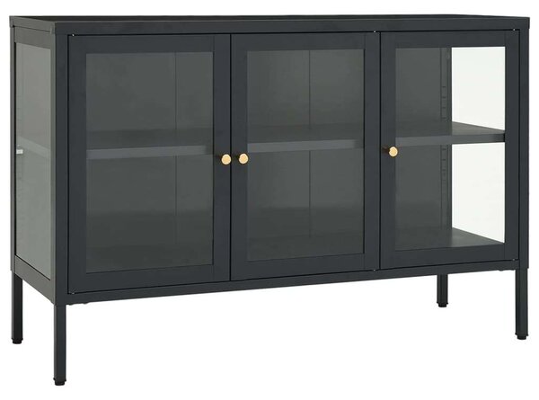 Modern Acél és Üveg Tálalószekrény - 105x35x70 cm