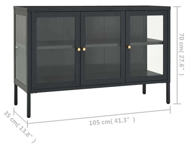 Modern Acél és Üveg Tálalószekrény - 105x35x70 cm