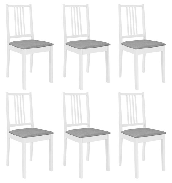 Elegáns Fa Étkezőszék - 6 db - Fehér - Szürke Párna