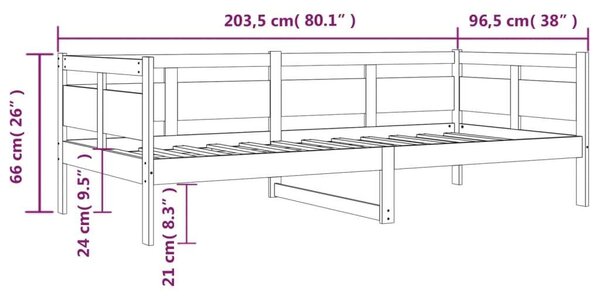 VIDAXL - Fehér Fenyőfa Kanapéágy - 90x200 cm