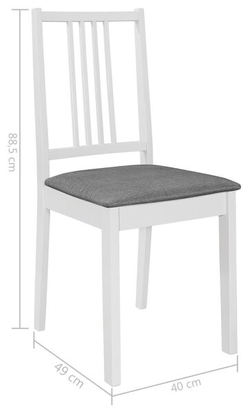 Elegáns Fa Étkezőszék - 6 db - Fehér - Szürke Párna