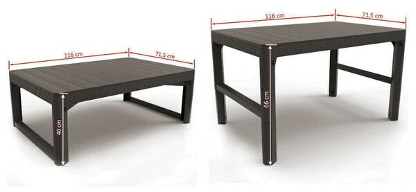 ALLIBERT LYON ÁLLÍTHATÓ MAGASSÁGÚ MŰANYAG KERTI ASZTAL, 72 cm - barna ()