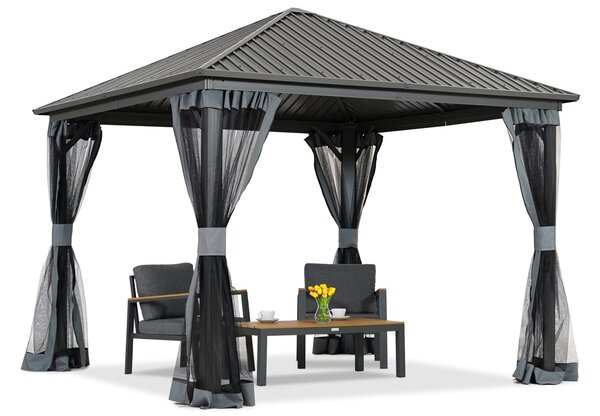 Fém pavilon Szardínia 4x4 szúnyoghálóval Garden Point antracit