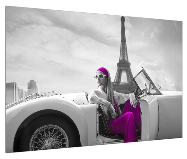 Eiffel torony és autók képe (90x60 cm)