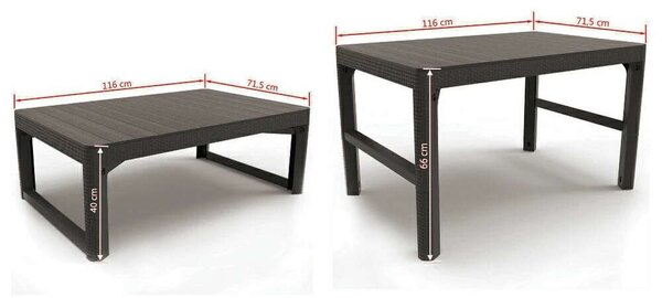 ALLIBERT LYON ÁLLÍTHATÓ MAGASSÁGÚ MŰANYAG KERTI ASZTAL, 72 cm - barna ()