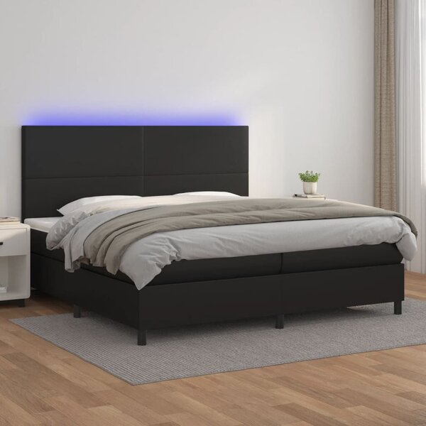 LED-es Műbőr Ágy - Zsebrugós Matrac - 200x200 cm