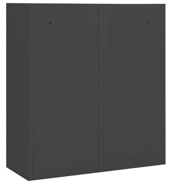 Acél Irodai Szekrény - Fekete - 90x40x102 cm