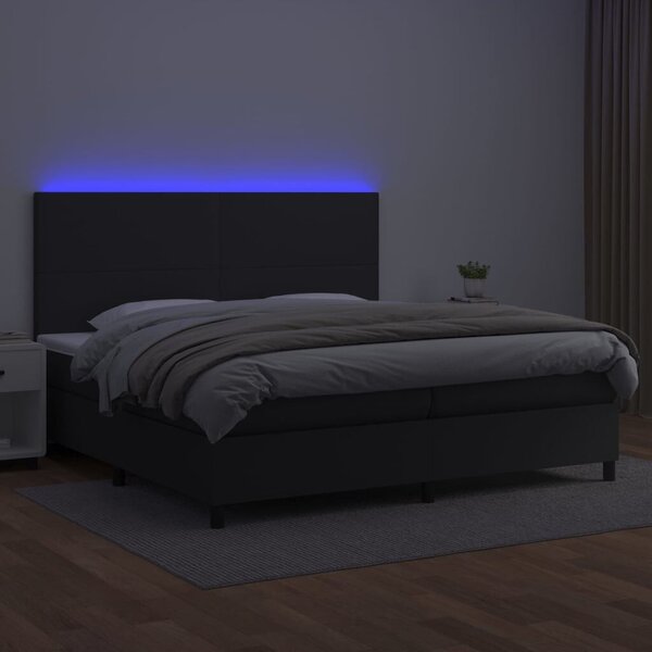 LED-es Műbőr Ágy - Zsebrugós Matrac - 200x200 cm