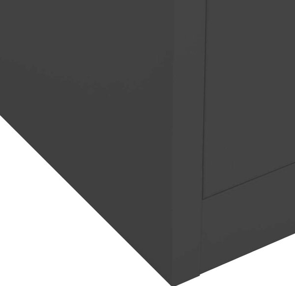 Acél Irodai Szekrény - Fekete - 90x40x102 cm