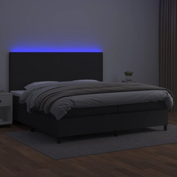 LED-es Műbőr Ágy - Zsebrugós Matrac - 200x200 cm