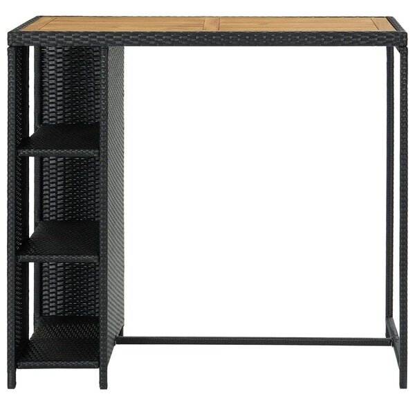 Bárasztal - Fekete Polyrattan - Tárolóval - 120x60x110cm