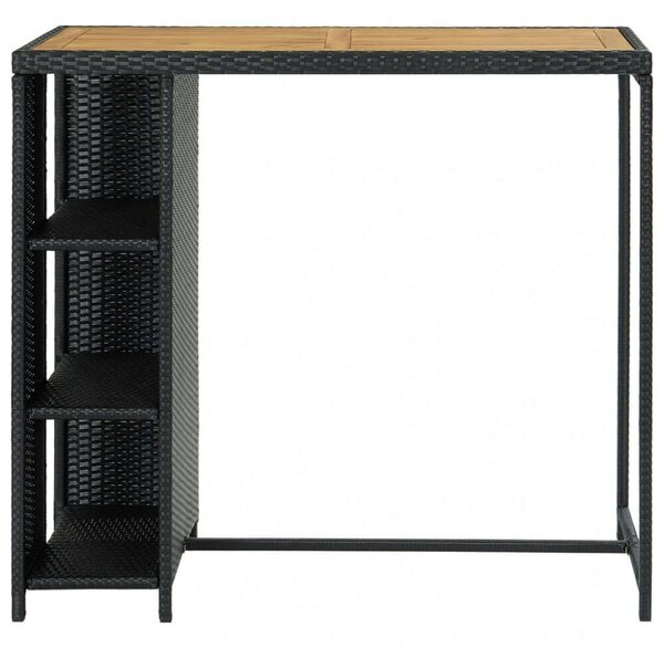Bárasztal - Fekete Polyrattan - Tárolóval - 120x60x110cm