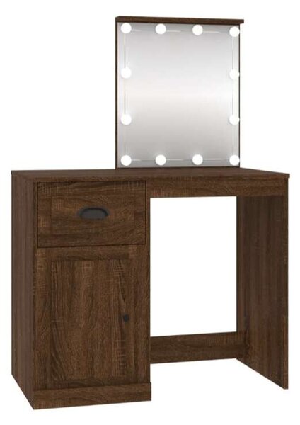 VidaXL Sminkasztal LED-del - Barna Tölgy - 90x50x132,5 cm